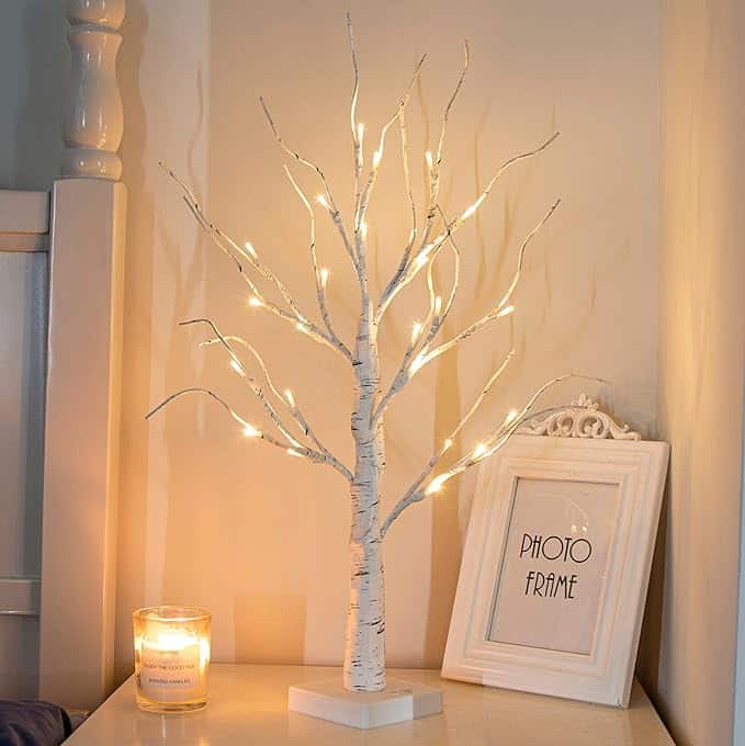 Artificial 2FT Birch Tree with LED Lights