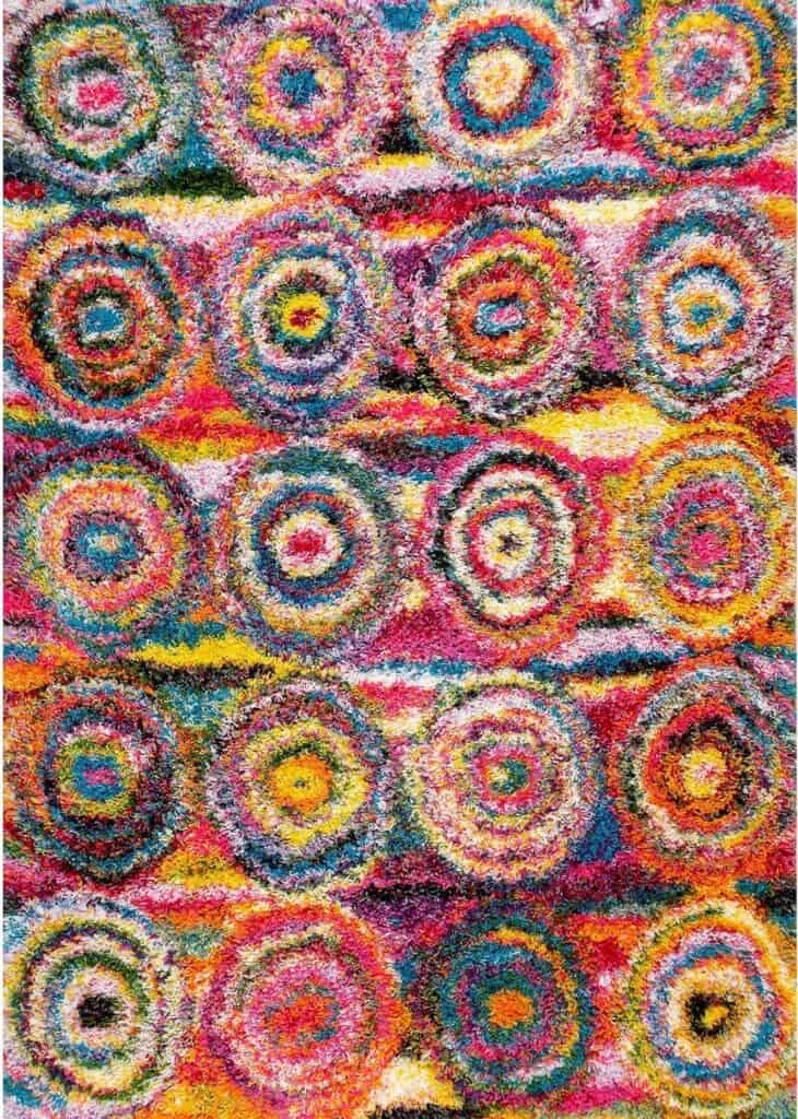 Bohemian Circles Shag Area Rug