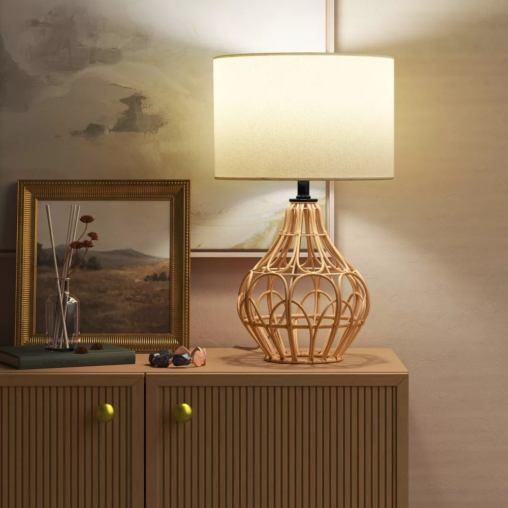 Boho Rattan Table Lamp