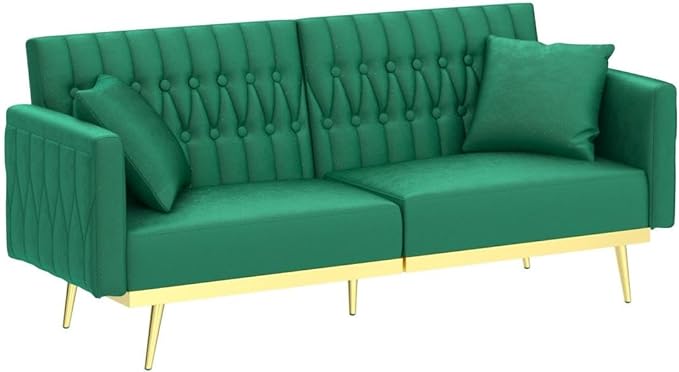 Green Velvet Futon Sofa Bed