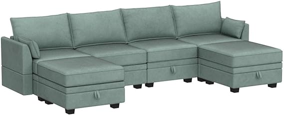 Light Green Large Modular Sectional Sofa