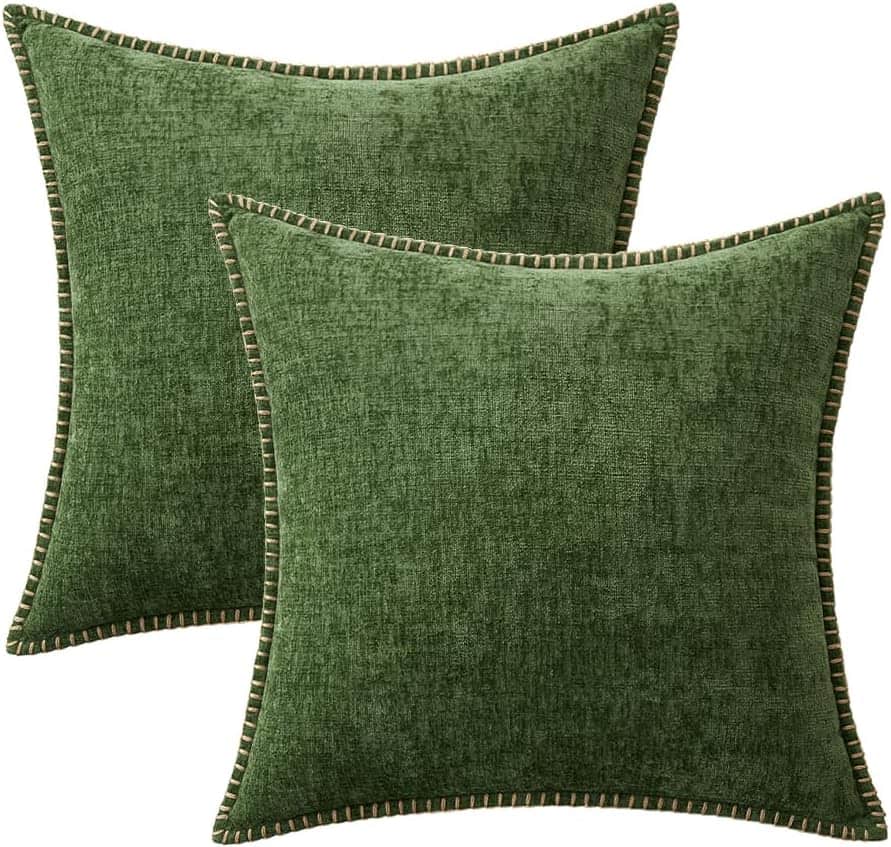 Moss Green Farmhouse Decorative Pillow Covers