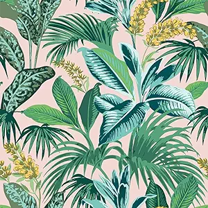 Tempaper Pink Botanical Havana Palm Removable Peel and Stick Wallpaper